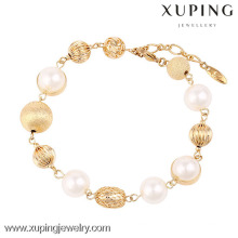 73966 China wholesale fashion Jewelry gold plated pearl charm bracelet